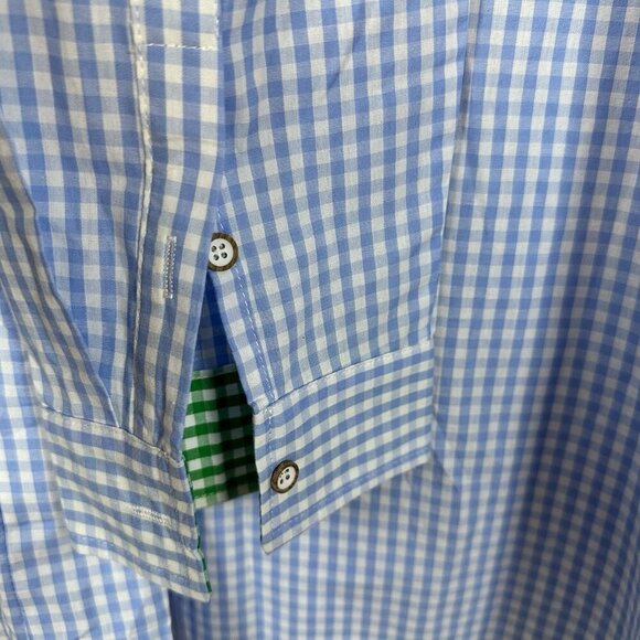 Mens Cotton Button Down Collared Shirt Size XL Blue & White Checkered - Picture 5 of 12
